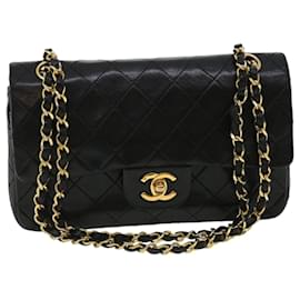 Chanel-CHANEL Matelasse 25 Shoulder Bag Lamb Skin Black CC Auth 32438A-Black