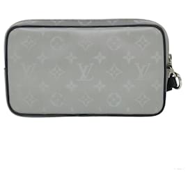Louis Vuitton-LOUIS VUITTON Monogram Satellite Alpha Clutch Bag Silver M44171 LV Auth 32344a-Silvery