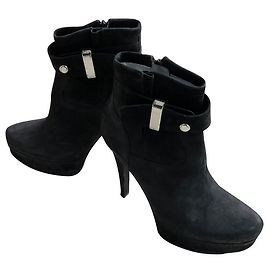 Botas Free Lance de pele de veado preta com fivela Preto