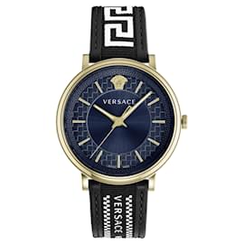 Versace-Relógio Versace V-Circle Strap-Dourado,Metálico