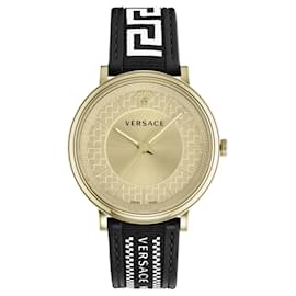 Versace-Versace V-Circle Strap Watch-Golden,Metallic