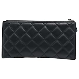 Chanel-Chanel Classic Flat Zipped Pouch Wallet in Black Leather-Black