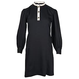 Sandro-Sandro Noemi Mini Shift Dress in Black Polyester-Black