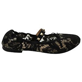 Bailarinas de algodón negro con detalle de lazo Rockstud de Valentino Negro