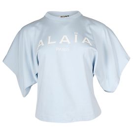 Alaïa Camiseta Alaia Cropped Estampada Algodón Celeste Azul Azul claro