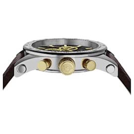 Versace-Relógio de couro esportivo Chrono-Prata,Metálico