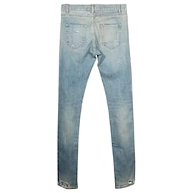 Saint Laurent-Saint Laurent Ripped Jeans in Blue Cotton Denim-Blue