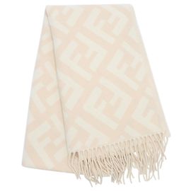 Echarpe com logo Fendi FF em caxemira rosa claro Rosa