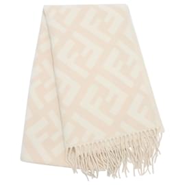Fendi-Fendi FF Logo Scarf in Pale Pink Cashmere -Pink