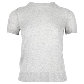 Theory-Theory Short Sleeve Knit Top in Grey Cashmere-Grey