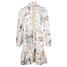 Tory Burch Printed Cora Dress in Ivory Polyester White Cream