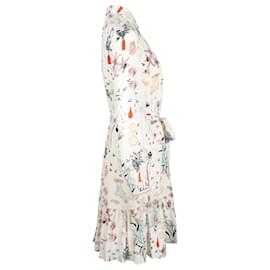 Tory Burch-Tory Burch bedrucktes Cora-Kleid aus elfenbeinfarbenem Polyester-Weiß,Roh
