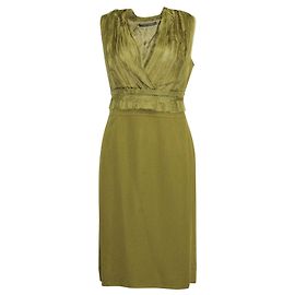 Alberta Ferretti Olivgrünes Midikleid aus Seide Grün