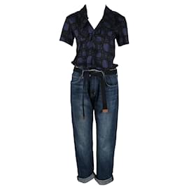 Marni-Denim Jean and Blue Print Shirt Jumpsuit-Blue