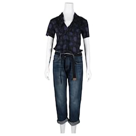 Marni-Denim Jean and Blue Print Shirt Jumpsuit-Blue