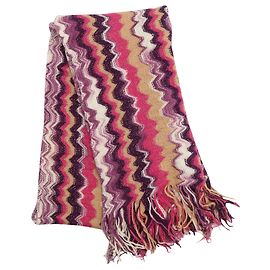 Cachecol Missoni Chevron com Fio Metálico em Lã Multicolor Multicor