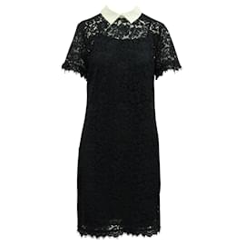 Michael Kors-Lace Navy Dress with Collar -Blue,Navy blue
