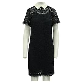 Michael Kors-Lace Navy Dress with Collar -Blue,Navy blue