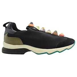 Fendi-Rainbow Studded Sneakers-Black