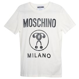Camiseta com logo Moschino ponto de interrogação em algodão branco Branco