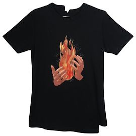 Off White Off-White Diagonal Fire Spleiß-T-Shirt aus schwarzer Baumwolle Schwarz