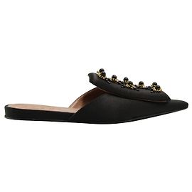 Marni Schwarze, verzierte Satin-Slides Schwarz
