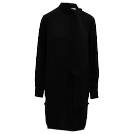 Céline-Celine Bow Dress in Black Silk-Black