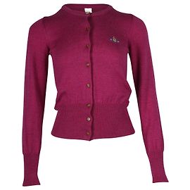 Cardigã Vivienne Westwood com botão frontal em lã roxa Roxo