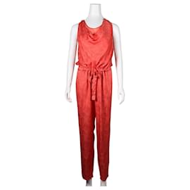 Thakoon-Coral Wide-Leg Silk Jumpsuit-Orange,Coral