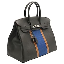 Hermès-Limited Edition Birkin Club bag 35 Vert bronze/Blue thalassa/Fauve in Fjord/Ottomane Leather-Other