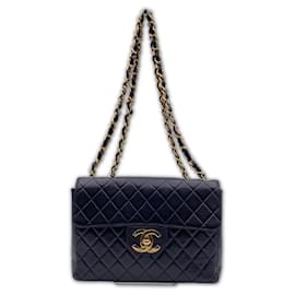 Chanel-Black Quilted Leather Jumbo Classic Flap 2.55 shoulder bag-Black