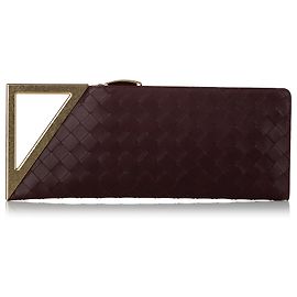 Bottega Veneta Red Intrecciato Leather Clutch Bag Red Golden Other
