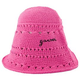 Ganni Chapéu de palha de crochê em algodão rosa Rosa