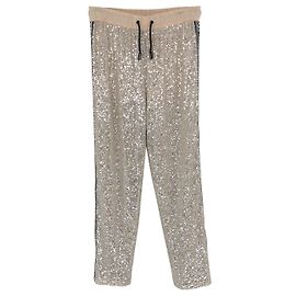 Roberto Cavalli track pants in blush with silver sequins  Silvery Metallic
