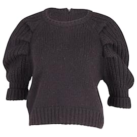 Miu Miu-Miu Miu Short Sleeve Knit Crop Top in Black Wool-Black