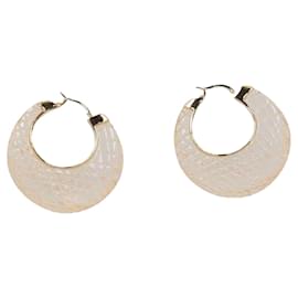 Céline-Celine Clear Quilted Hoop Earrings in Gold Metal-Golden