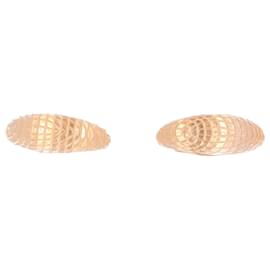 Céline-Celine Clear Quilted Hoop Earrings in Gold Metal-Golden