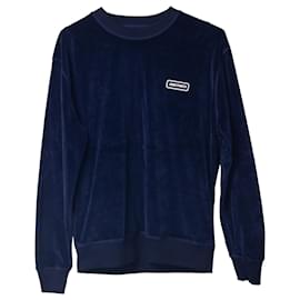 Ami-Sweatshirt Ami Paris Patch Manches Longues en Velours Bleu Marine-Bleu,Bleu Marine