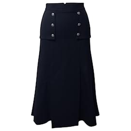 Alexander Mcqueen-Alexander McQueen Military Long Skirt in Black Wool -Black