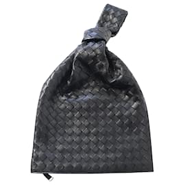 Bottega Veneta-Bottega Veneta Intrecciato Twist Hand Bag in Black Leather-Black