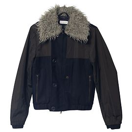 Dries Van Noten Faux Fur Collar Detailed Jacket in Multicolor Wool Multiple colors