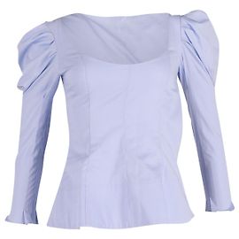 Top Peplum manga bufante Khaite em algodão azul Azul