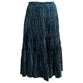 Michael Kors-Michael Kors Tiered Pleated Midi Skirt in Teal Viscose -Other,Green