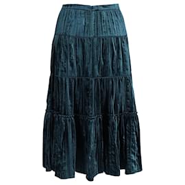 Michael Kors-Michael Kors Tiered Pleated Midi Skirt in Teal Viscose -Other,Green