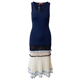 Altuzarra Strickkleid mit ausgestelltem Häkelsaum aus marineblauer Baumwolle Blau Marineblau