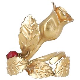Geschnitzter Dior Rose Ring aus goldfarbenem Metall Golden