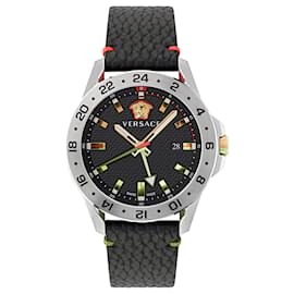 Versace-Relógio de couro Versace Sport Tech GMT-Prata,Metálico