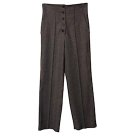Nanushka-Nanushka Houndstooth Straight Cut Trousers in Brown Polyester -Other