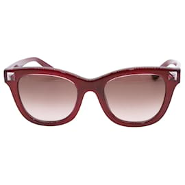 Valentino Garavani-Valentino Garavani Rockstudded Sonnenbrille aus burgunderrotem Acetat-Bordeaux