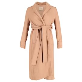Maje-Maje Gump Pleated Trench Coat in Beige Polyester-Beige